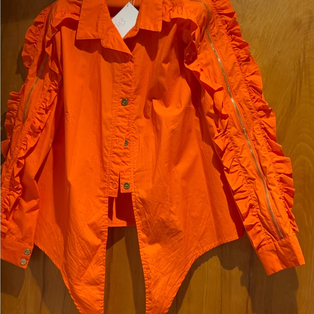 Orange tie up shirt